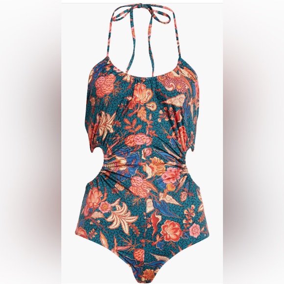 ULLA JOHNSON ‘MABEL PRINT RUCHED CUTOUT’ SWIMSUIT, Large, $425 - Picture 11 of 15
